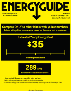 The energy guide document for the KWR50S-1SR