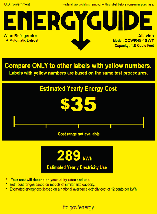 The energy guide document for the KWR50S-1SR