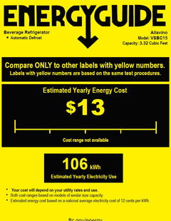 An energy guide estimate for the VSBC15 wine fridge