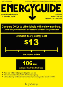 An energy guide estimate for the VSBC15 wine fridge