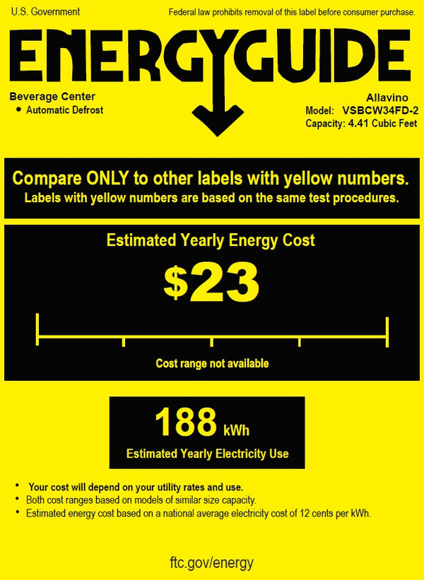 An estimation of the energy that VSBCW34FD-2S uses yearly.