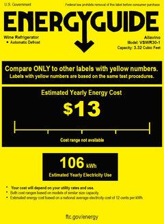 The energy guide for VSWR30-1 series wine fridges