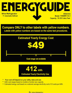 The energy guide for the Allavino YHWR115-1