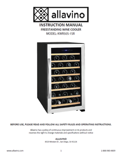 The product manual for KWR50S-1SR wine refrigerators