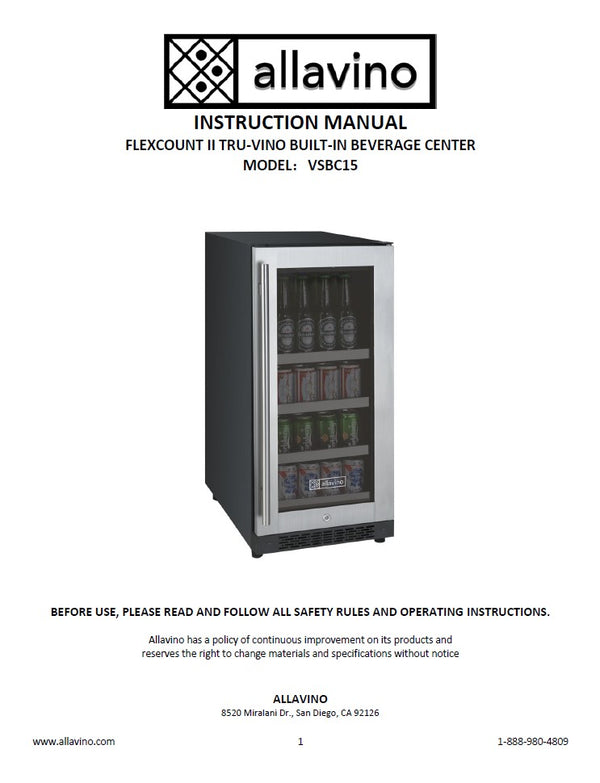 The instruction manual of the VSBC15 cooler