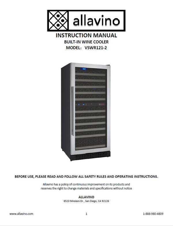 A document with instructions for the VSWR121-2