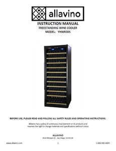 The product manual for the YHWR305 wine cooler