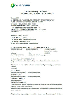 Safety data about the isobutane in the VSWR128-1