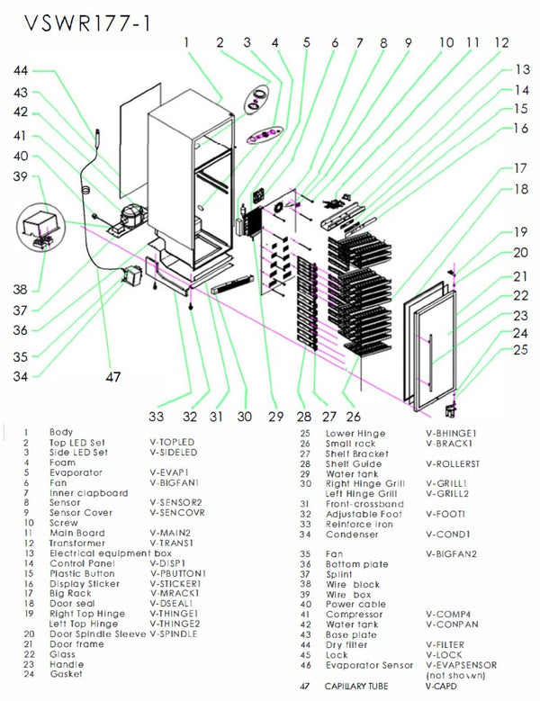 The parts included in the VSWR177-1