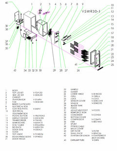 A diagram of the parts included in the VSWR30-1