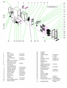 A diagram of the parts included in the VSWR30-1