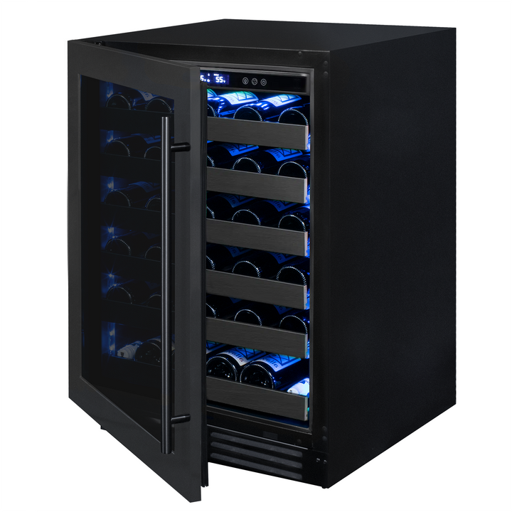 50 Bottle Single Zone Left Hinge Black Stainless Steel Wine Cooler 50 Bottle Single Zone Left Hinge Black Stainless Steel Wine Cooler